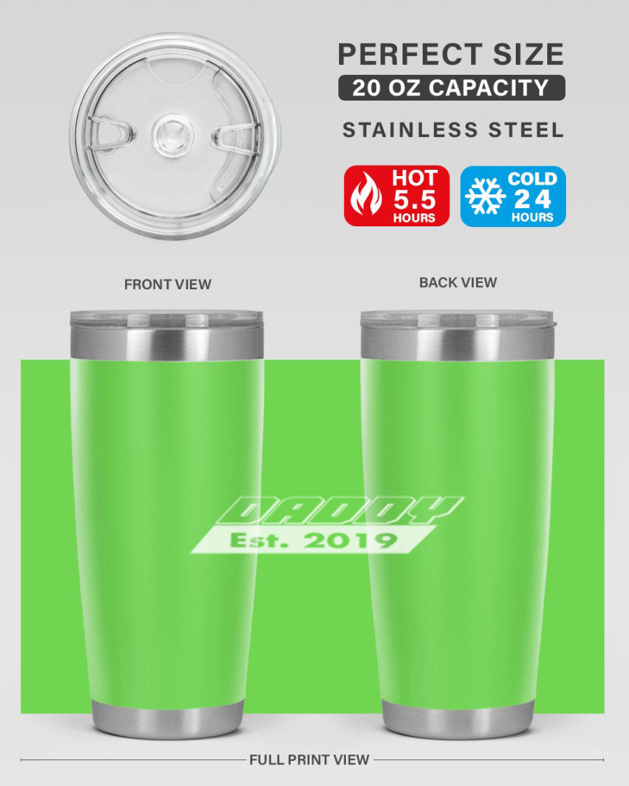 Daddy Est 24# Tumbler in stainless steel with a sleek design, perfect for keeping drinks hot or cold.