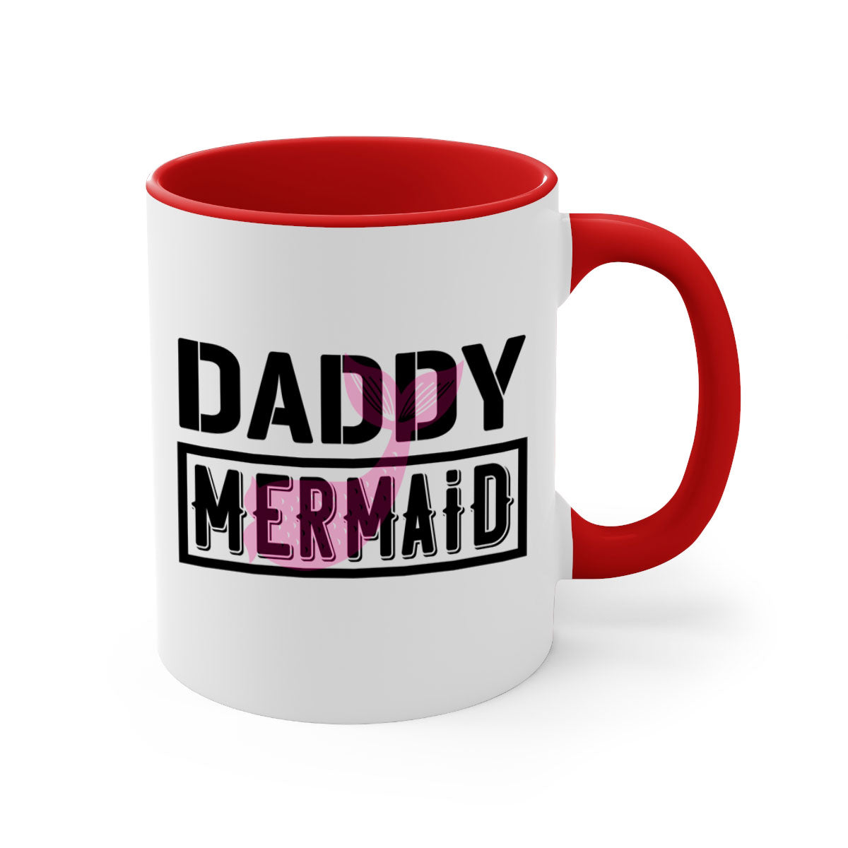 Daddy Mermaid 112# Mug featuring a two-tone design with a colored handle and glossy finish, available in multiple colors.