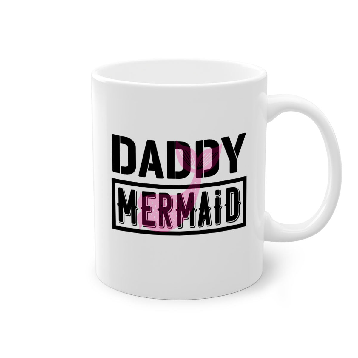 Daddy Mermaid 112# Mug featuring a two-tone design with a colored handle and glossy finish, available in multiple colors.
