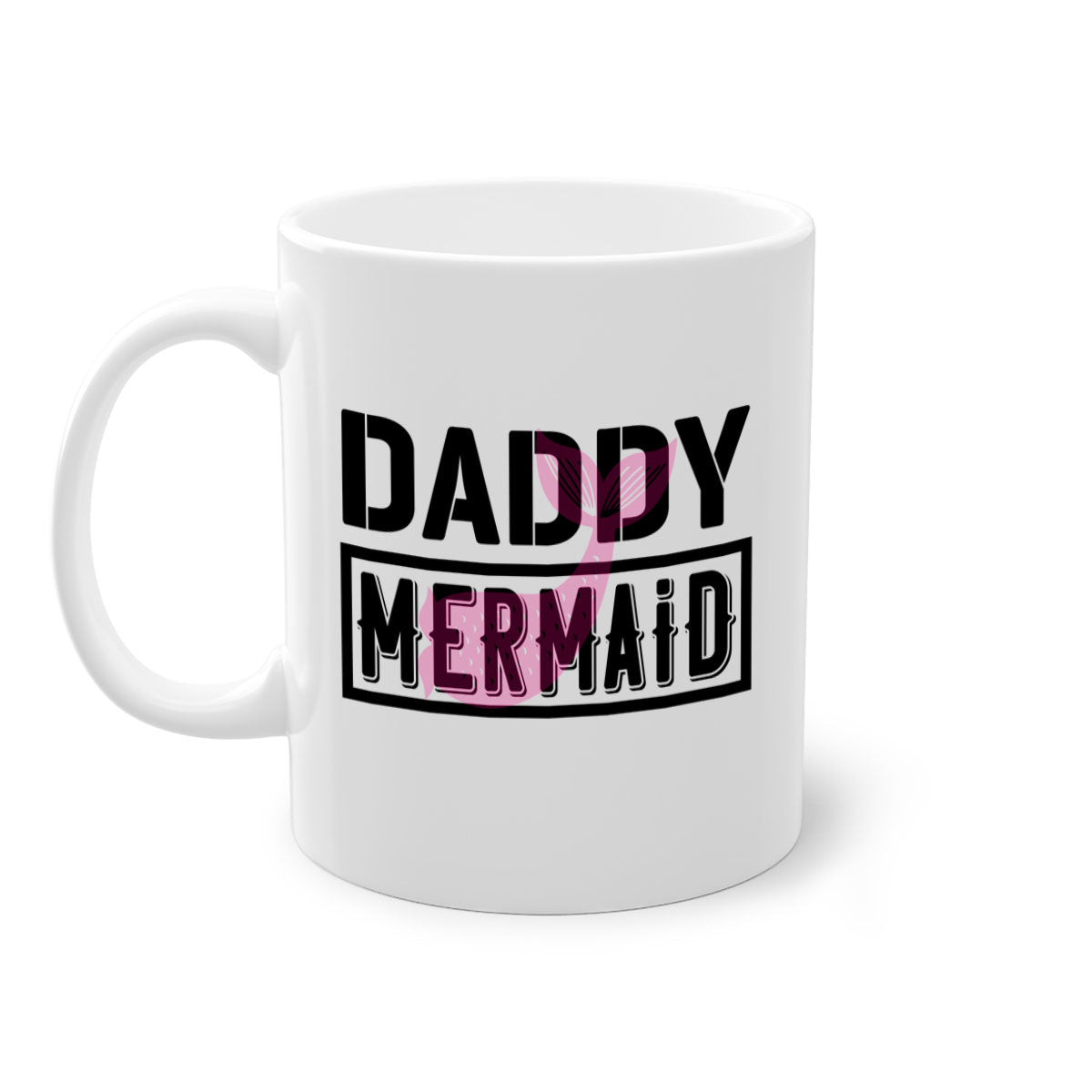 Daddy Mermaid 112# Mug featuring a two-tone design with a colored handle and glossy finish, available in multiple colors.