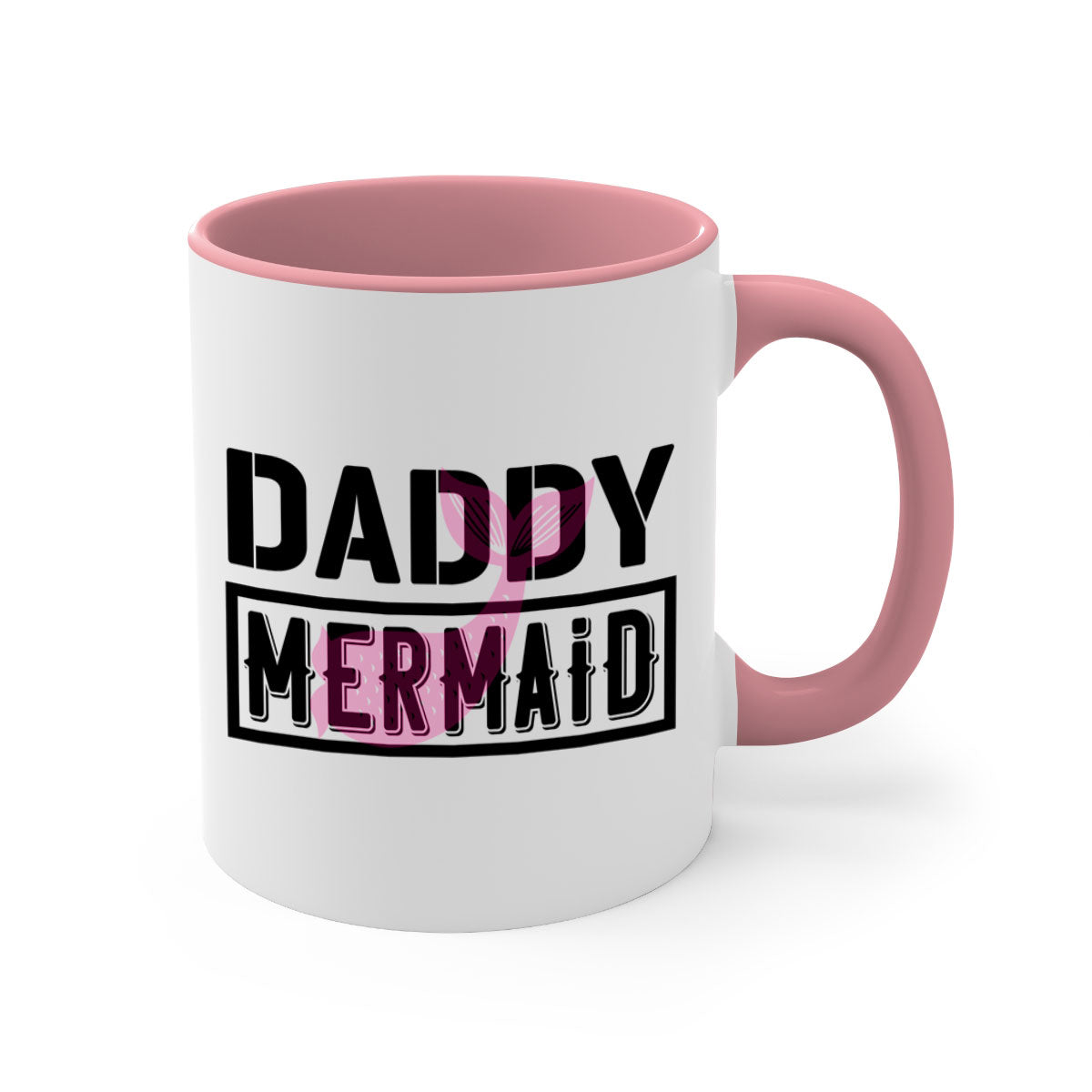 Daddy Mermaid 112# Mug featuring a two-tone design with a colored handle and glossy finish, available in multiple colors.