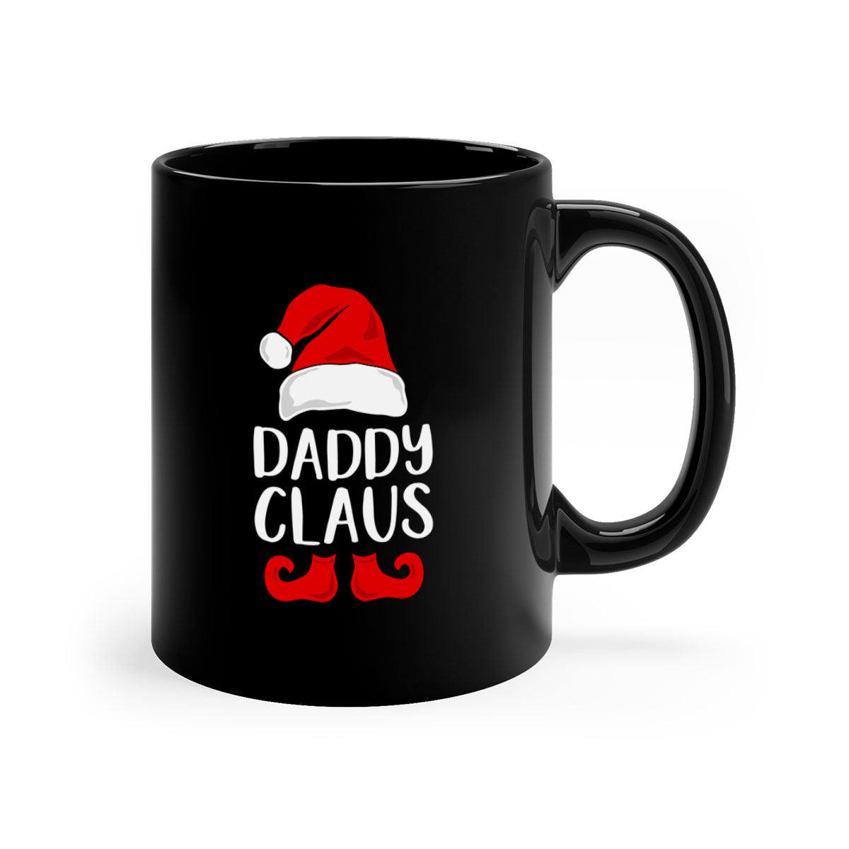 Daddyclaus style 4# Christmas Mug with colorful handle and glossy finish, available in multiple colors.