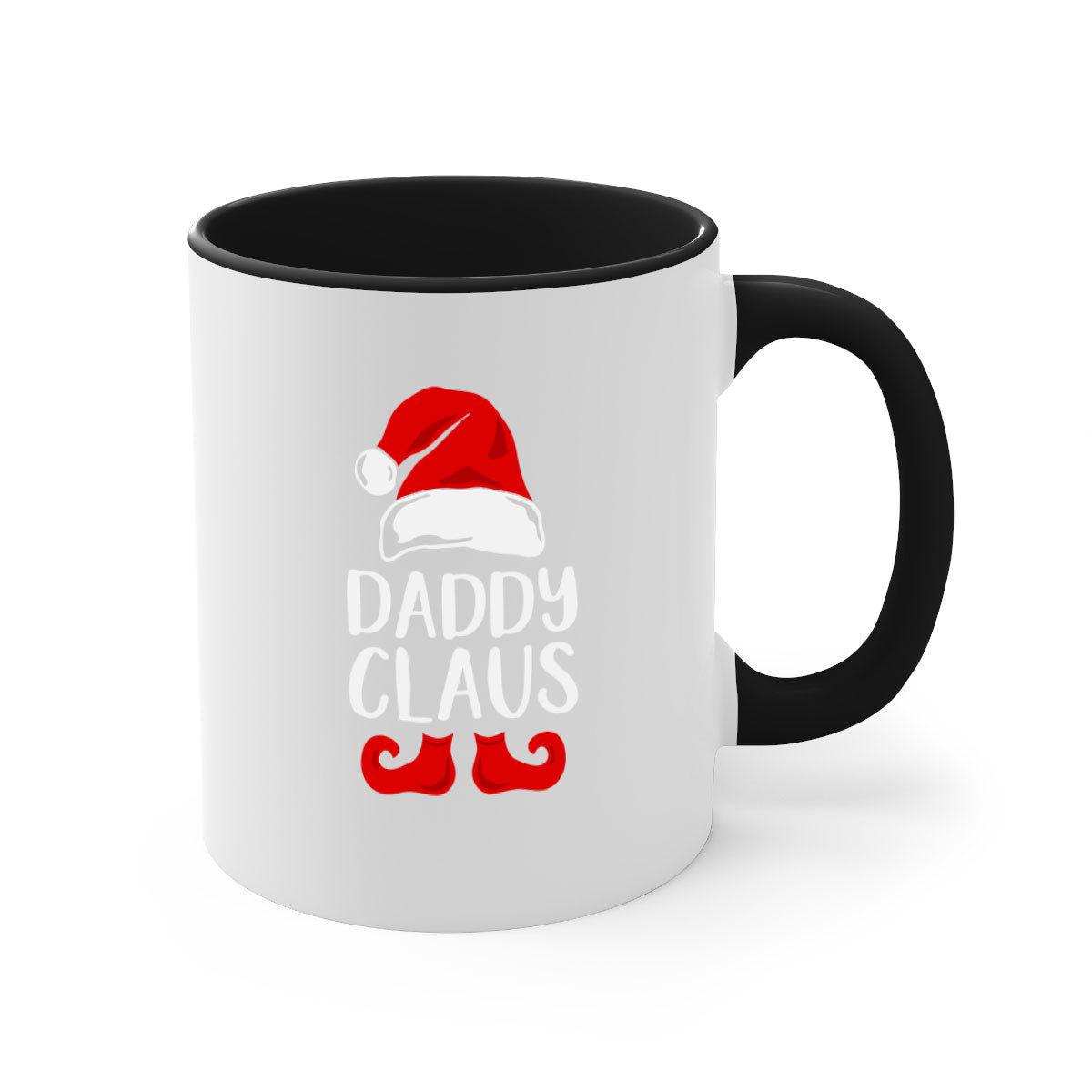 Daddyclaus style 4# Christmas Mug with colorful handle and glossy finish, available in multiple colors.