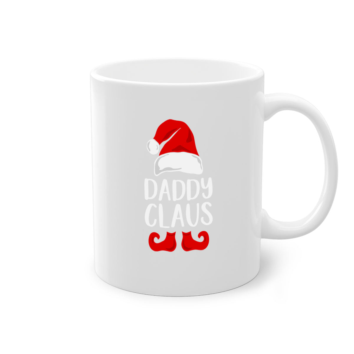 Daddyclaus style 4# Christmas Mug with colorful handle and glossy finish, available in multiple colors.