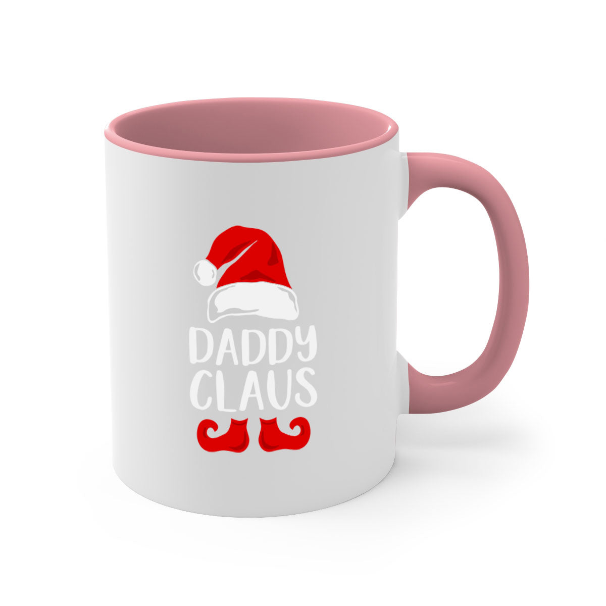Daddyclaus style 4# Christmas Mug with colorful handle and glossy finish, available in multiple colors.