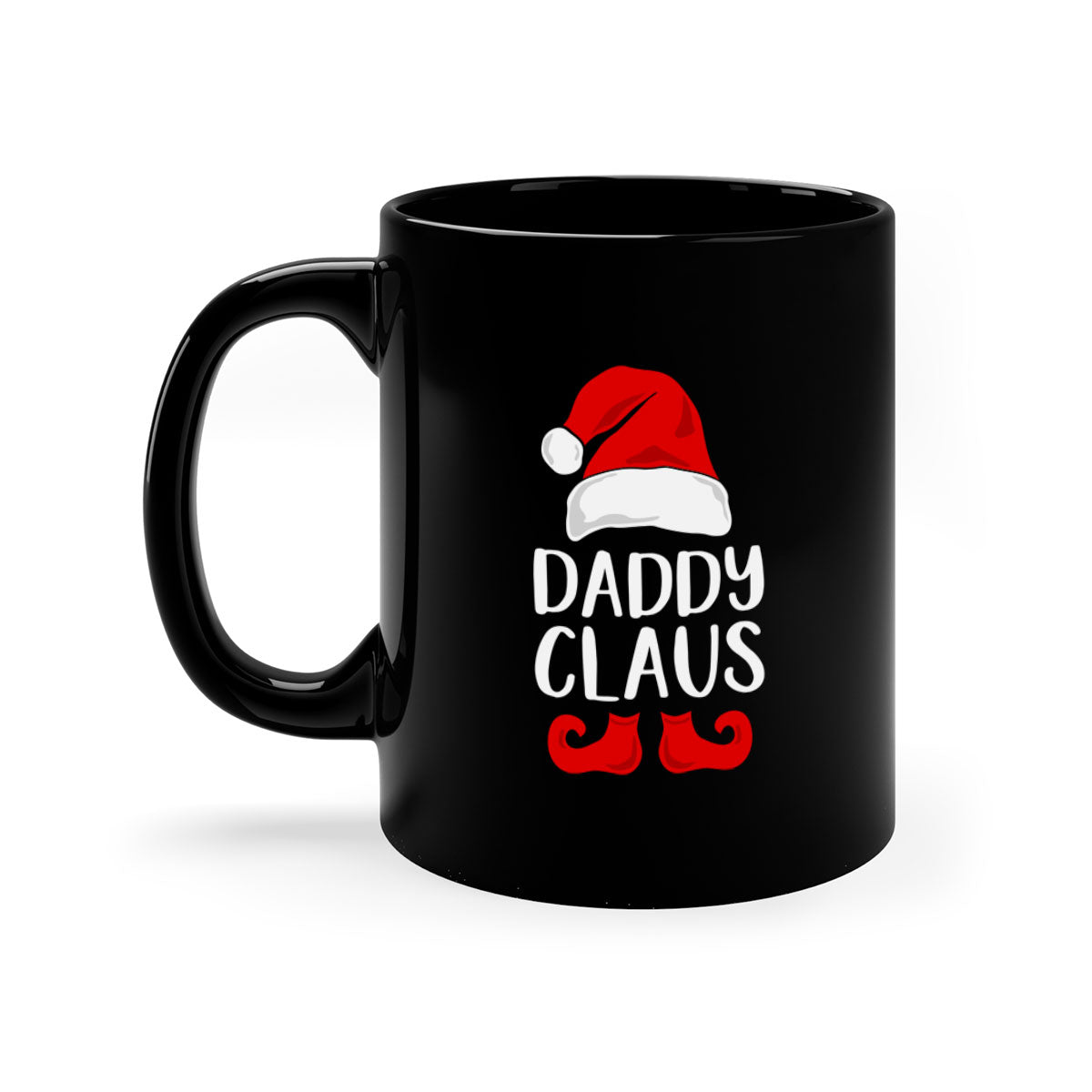 Daddyclaus style 4# Christmas Mug with colorful handle and glossy finish, available in multiple colors.