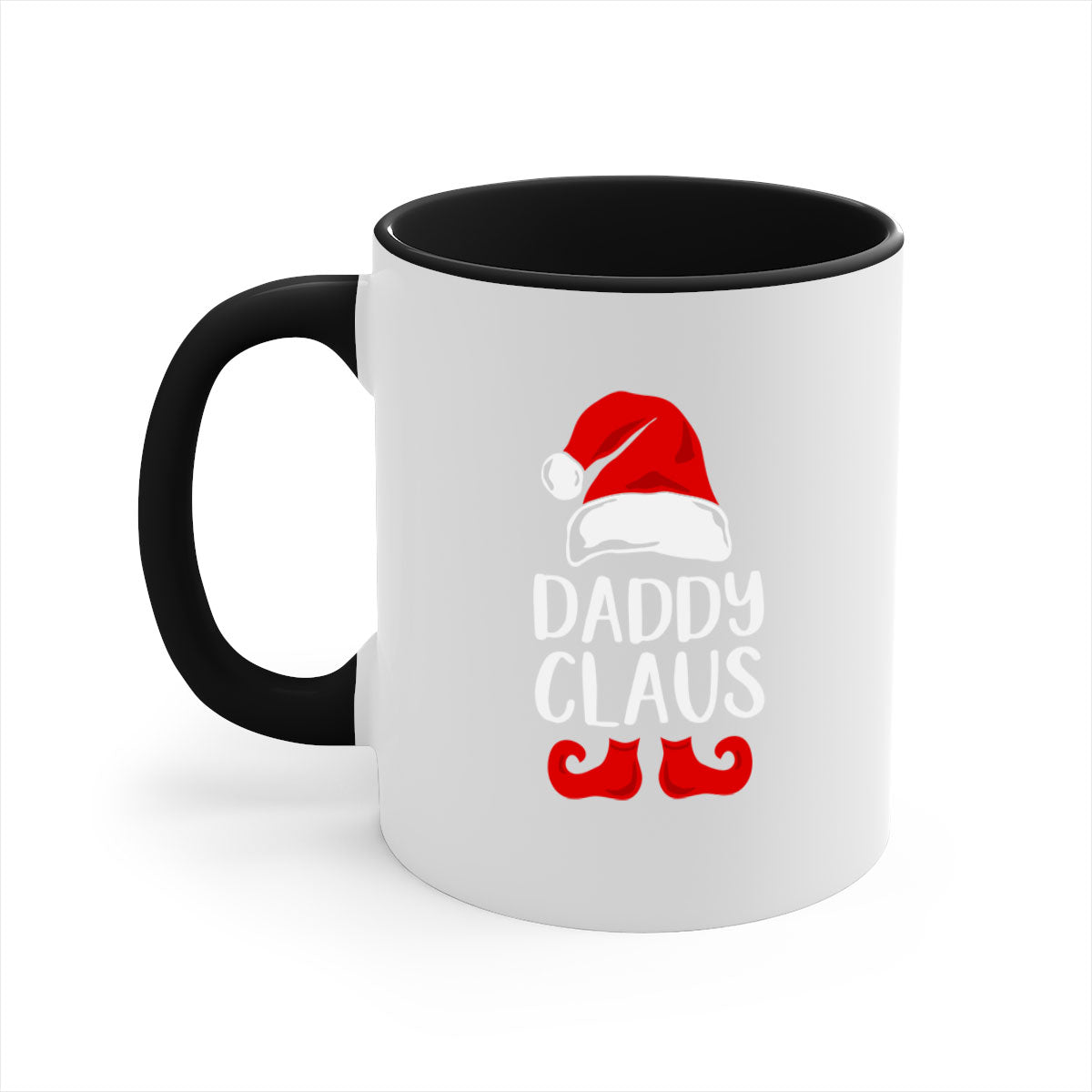 Daddyclaus style 4# Christmas Mug with colorful handle and glossy finish, available in multiple colors.