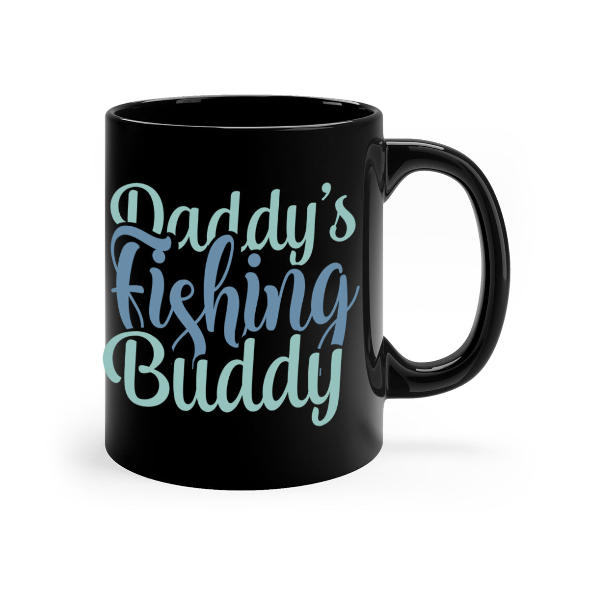 Daddys Fishing Buddy 20# Mug featuring a glossy finish, colored handle, and interior, available in multiple colors and sizes.