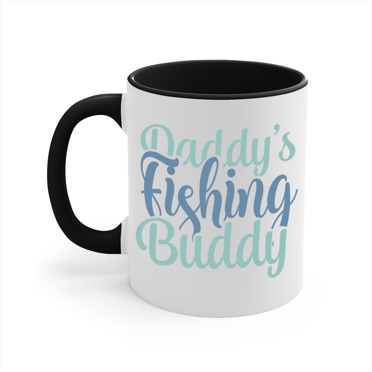 Daddys Fishing Buddy 20# Mug featuring a glossy finish, colored handle, and interior, available in multiple colors and sizes.