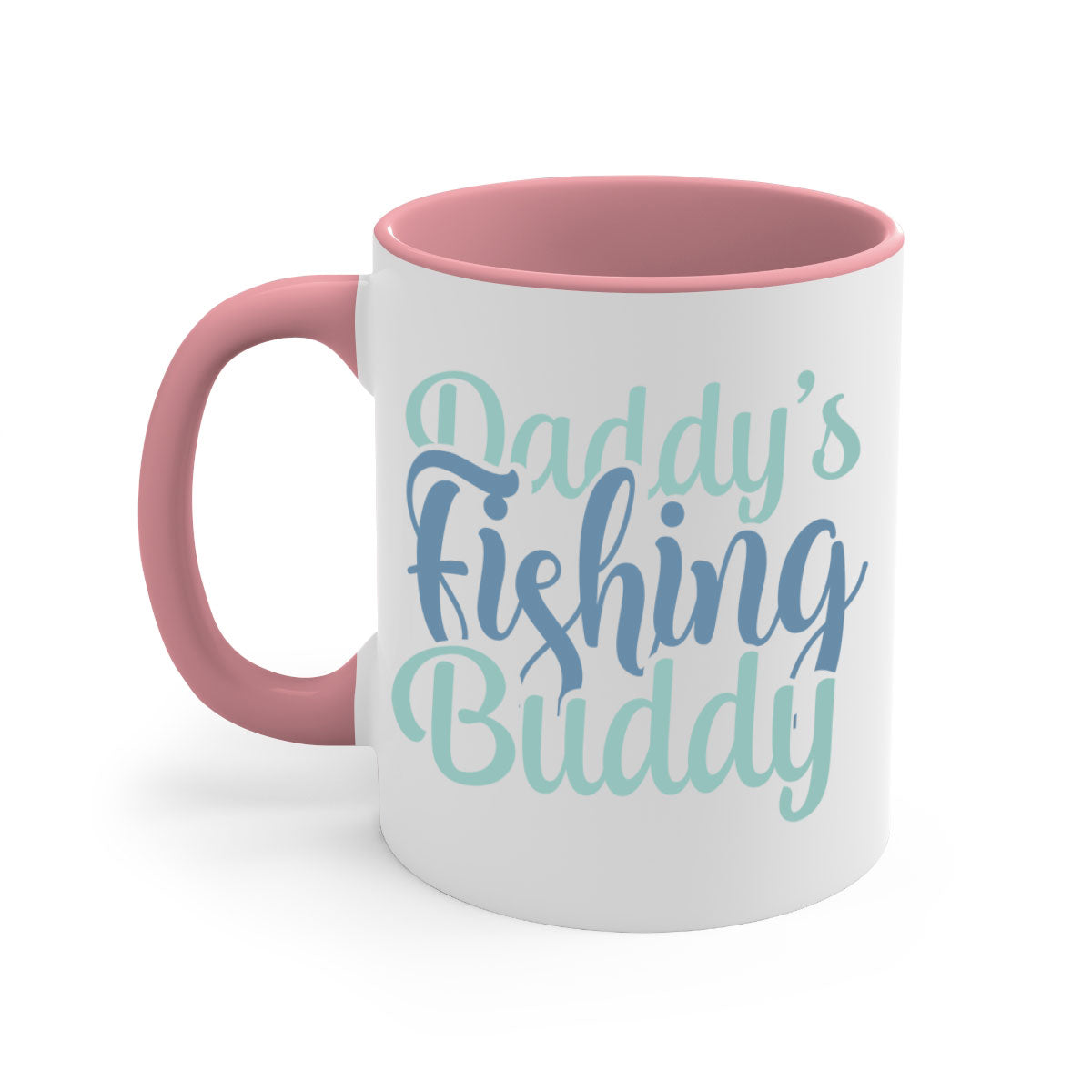 Daddys Fishing Buddy 20# Mug featuring a glossy finish, colored handle, and interior, available in multiple colors and sizes.
