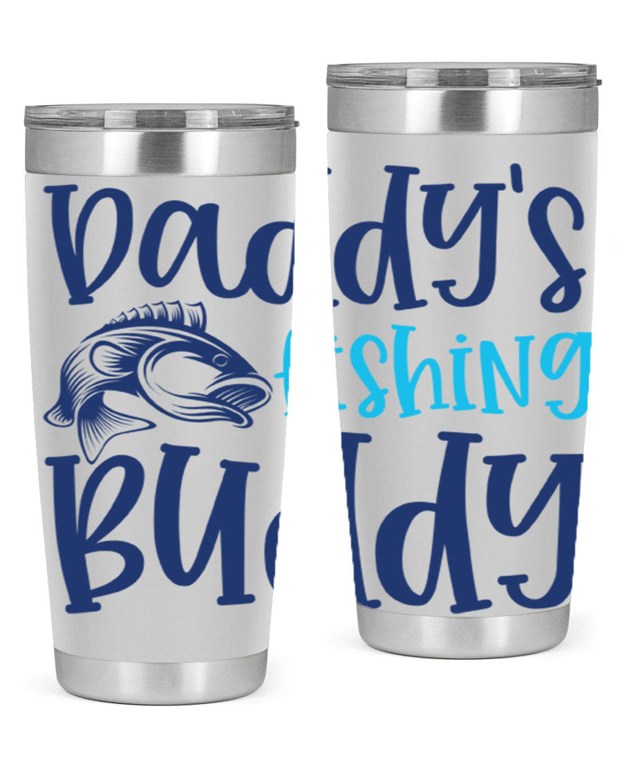 Daddy's Fishing Buddy 224# Tumbler in stainless steel with a drink-thru lid, designed for fishing enthusiasts.