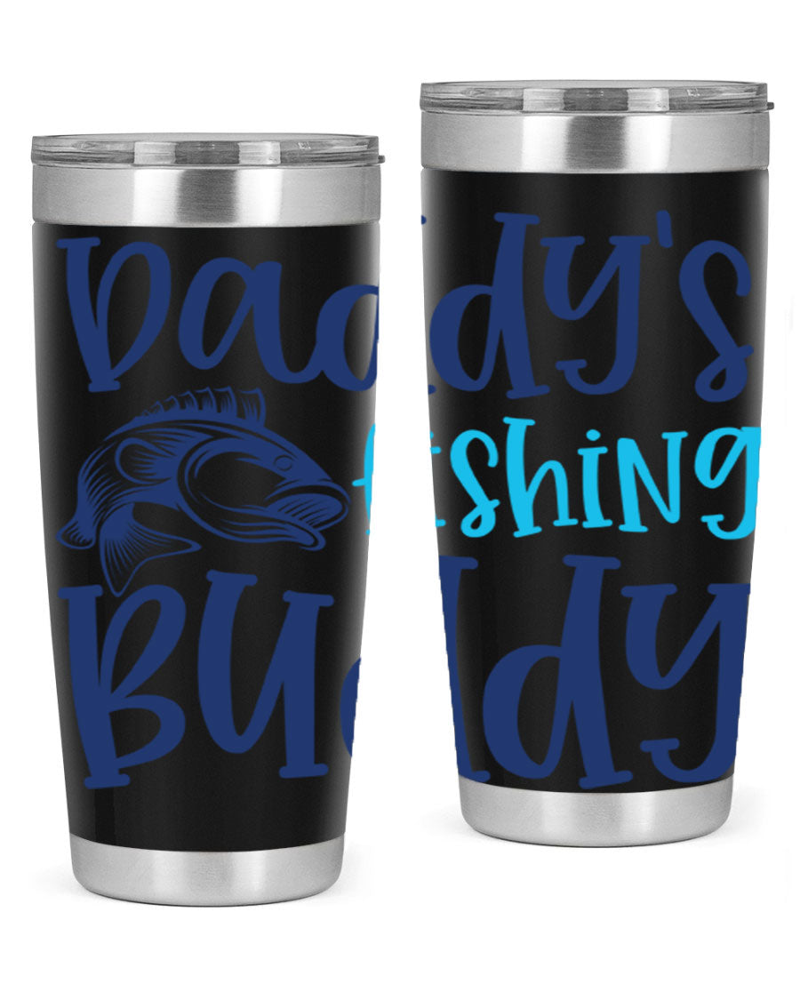 Daddy's Fishing Buddy 224# Tumbler in stainless steel with a drink-thru lid, designed for fishing enthusiasts.