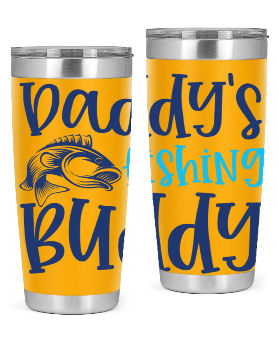 Daddy's Fishing Buddy 224# Tumbler in stainless steel with a drink-thru lid, designed for fishing enthusiasts.