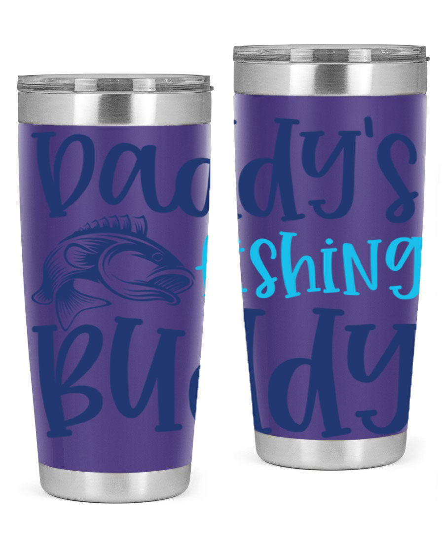 Daddy's Fishing Buddy 224# Tumbler in stainless steel with a drink-thru lid, designed for fishing enthusiasts.