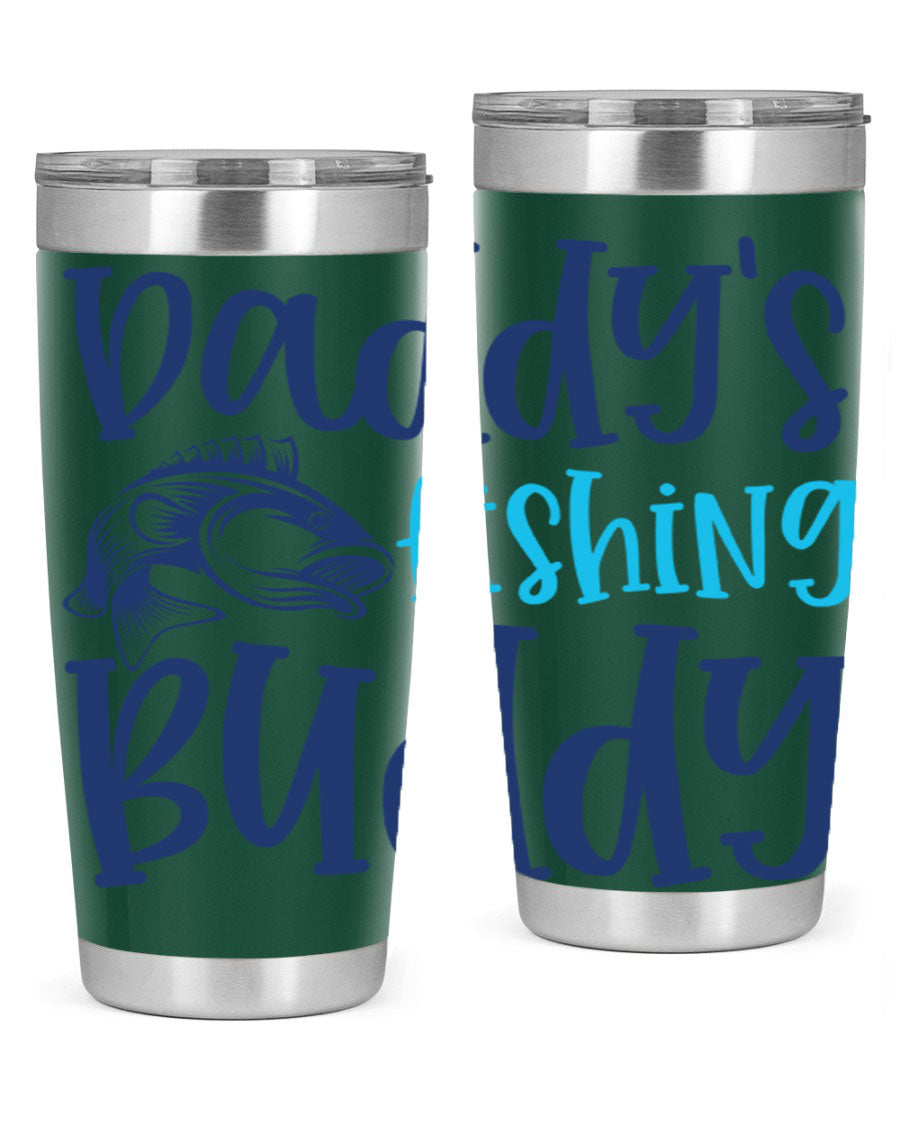 Daddy's Fishing Buddy 224# Tumbler in stainless steel with a drink-thru lid, designed for fishing enthusiasts.