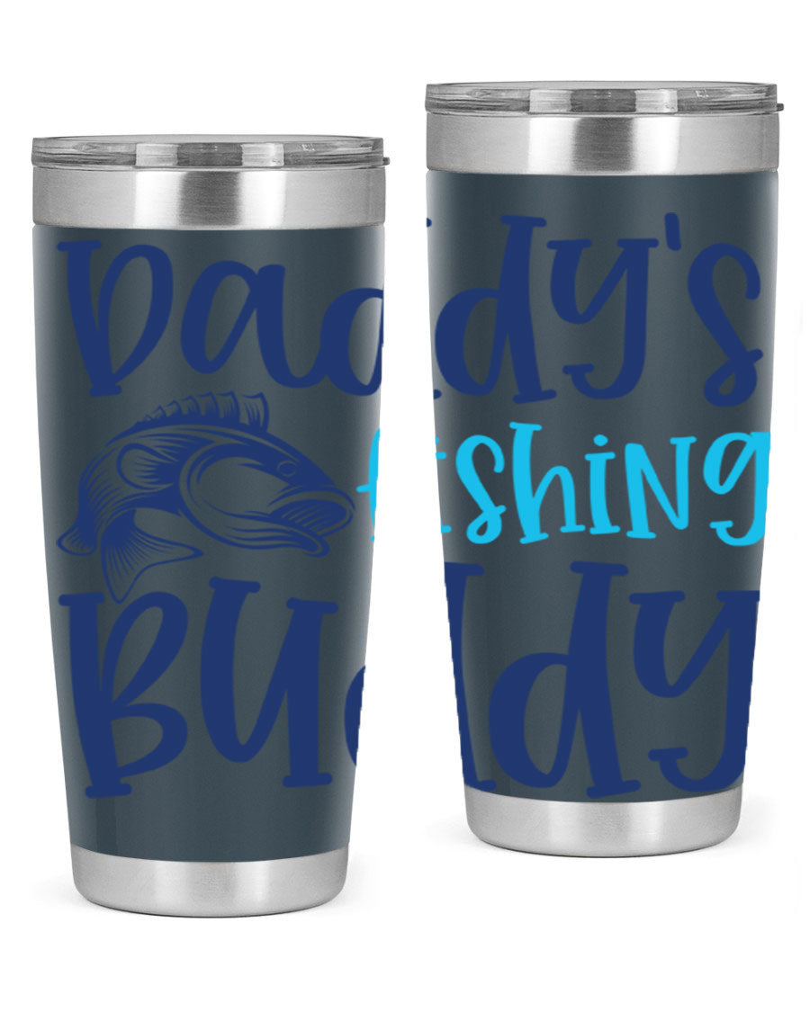 Daddy's Fishing Buddy 224# Tumbler in stainless steel with a drink-thru lid, designed for fishing enthusiasts.