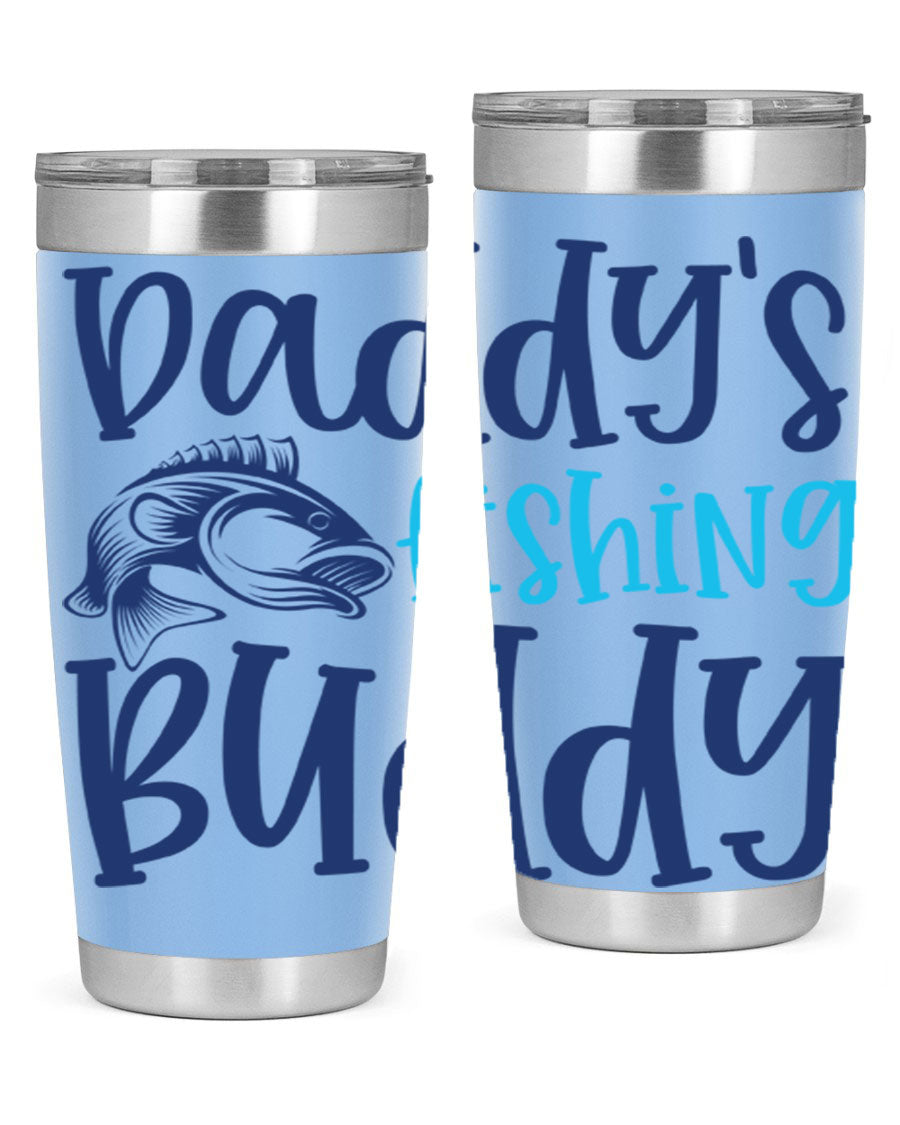 Daddy's Fishing Buddy 224# Tumbler in stainless steel with a drink-thru lid, designed for fishing enthusiasts.