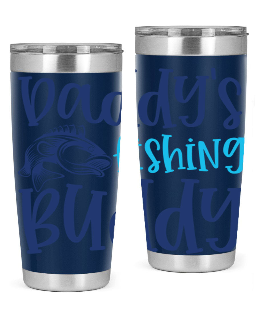 Daddy's Fishing Buddy 224# Tumbler in stainless steel with a drink-thru lid, designed for fishing enthusiasts.