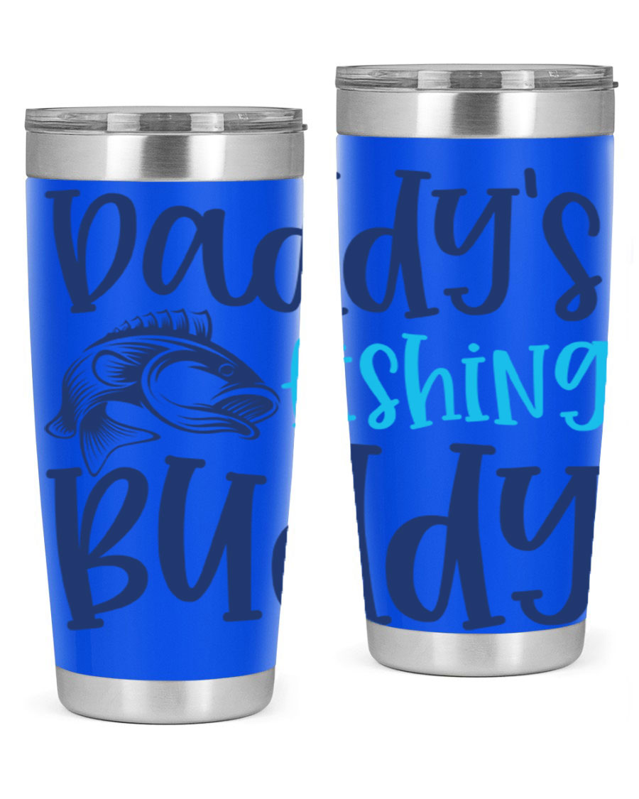 Daddy's Fishing Buddy 224# Tumbler in stainless steel with a drink-thru lid, designed for fishing enthusiasts.