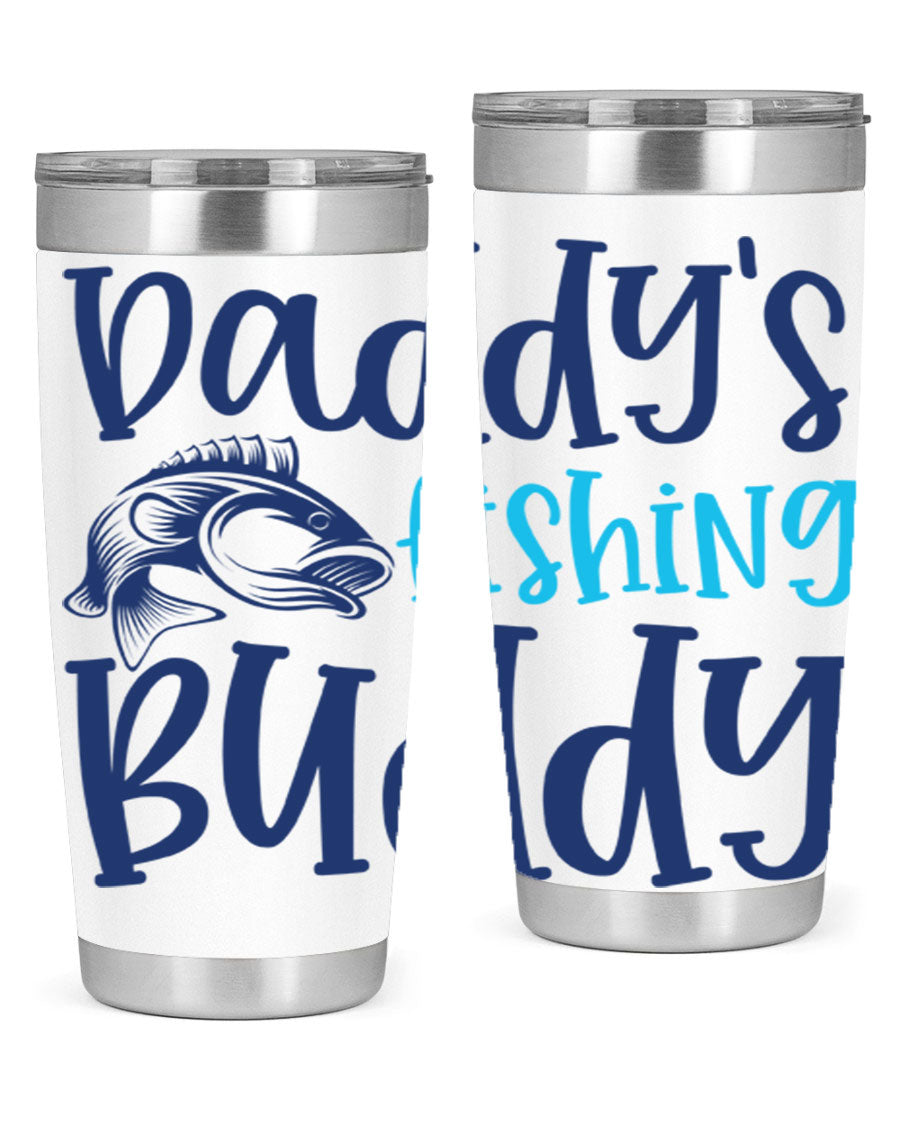 Daddy's Fishing Buddy 224# Tumbler in stainless steel with a drink-thru lid, designed for fishing enthusiasts.