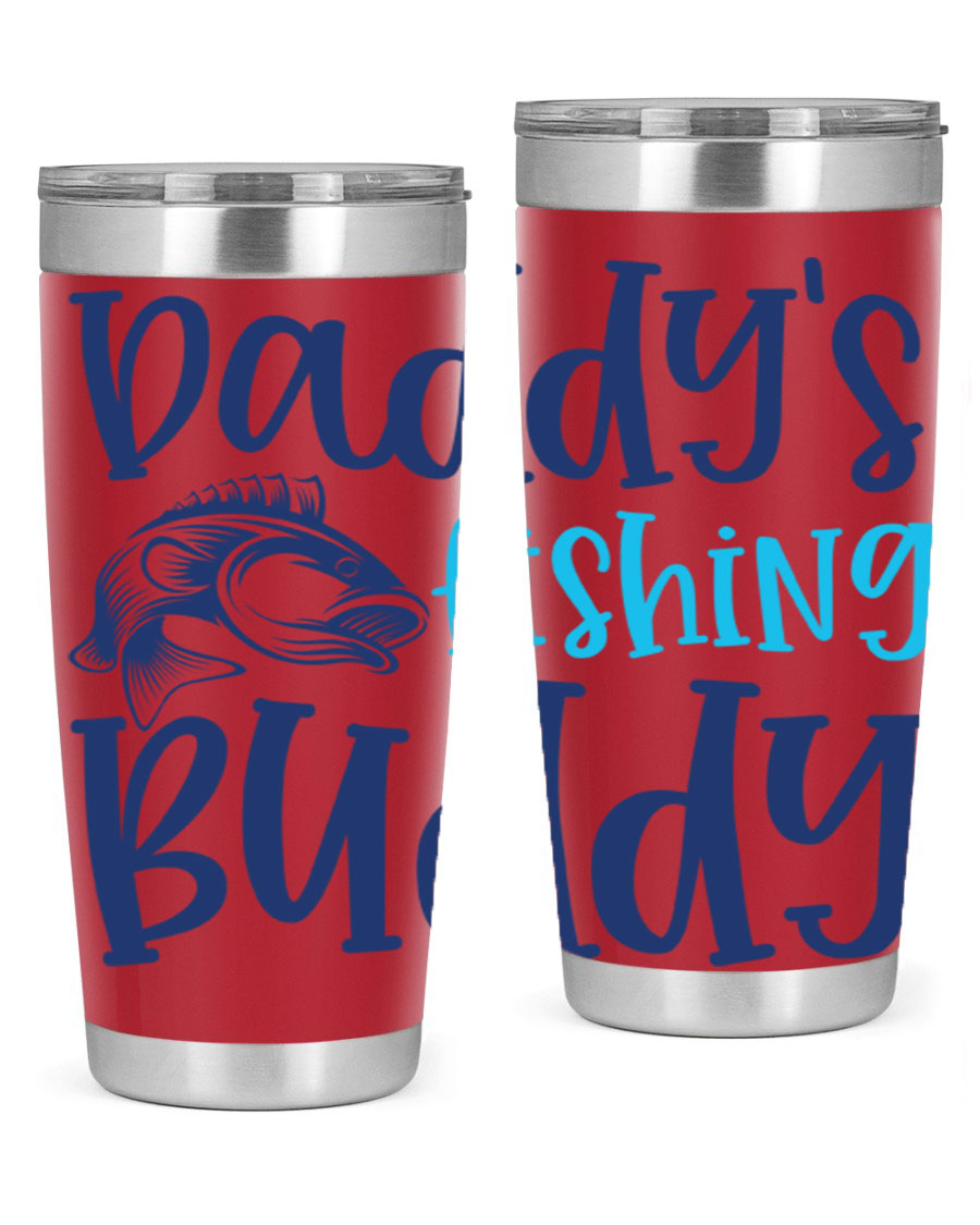 Daddy's Fishing Buddy 224# Tumbler in stainless steel with a drink-thru lid, designed for fishing enthusiasts.
