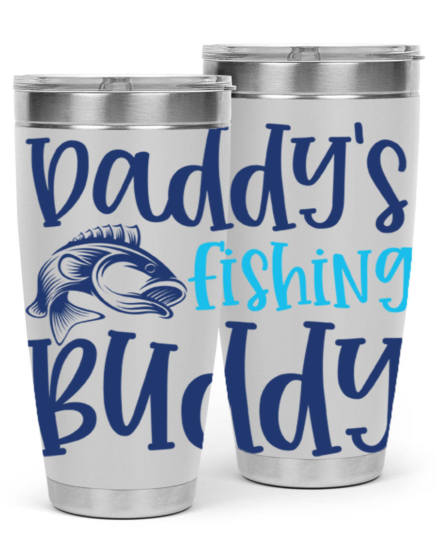 Daddy's Fishing Buddy 224# Tumbler in stainless steel with a drink-thru lid, designed for fishing enthusiasts.