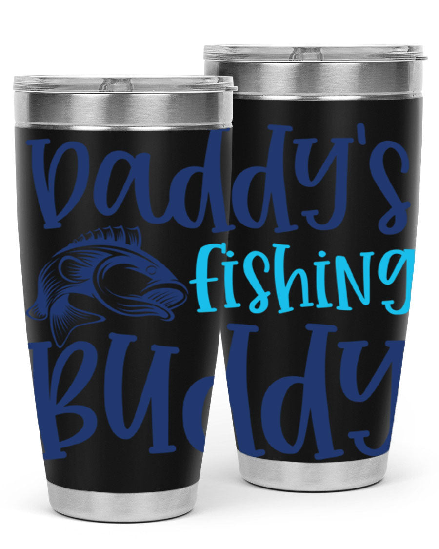 Daddy's Fishing Buddy 224# Tumbler in stainless steel with a drink-thru lid, designed for fishing enthusiasts.