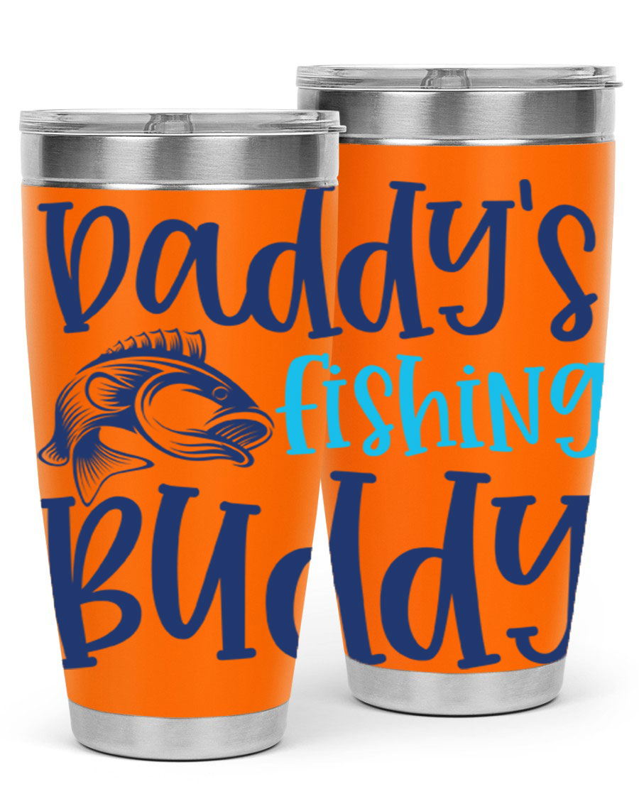 Daddy's Fishing Buddy 224# Tumbler in stainless steel with a drink-thru lid, designed for fishing enthusiasts.