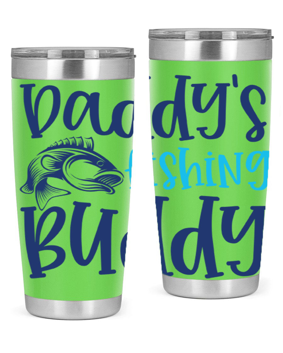 Daddy's Fishing Buddy 224# Tumbler in stainless steel with a drink-thru lid, designed for fishing enthusiasts.