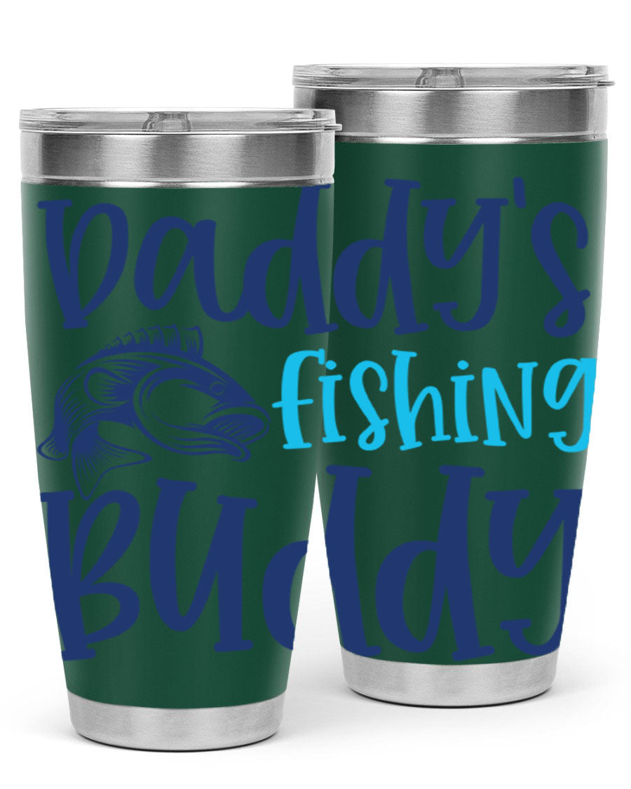 Daddy's Fishing Buddy 224# Tumbler in stainless steel with a drink-thru lid, designed for fishing enthusiasts.