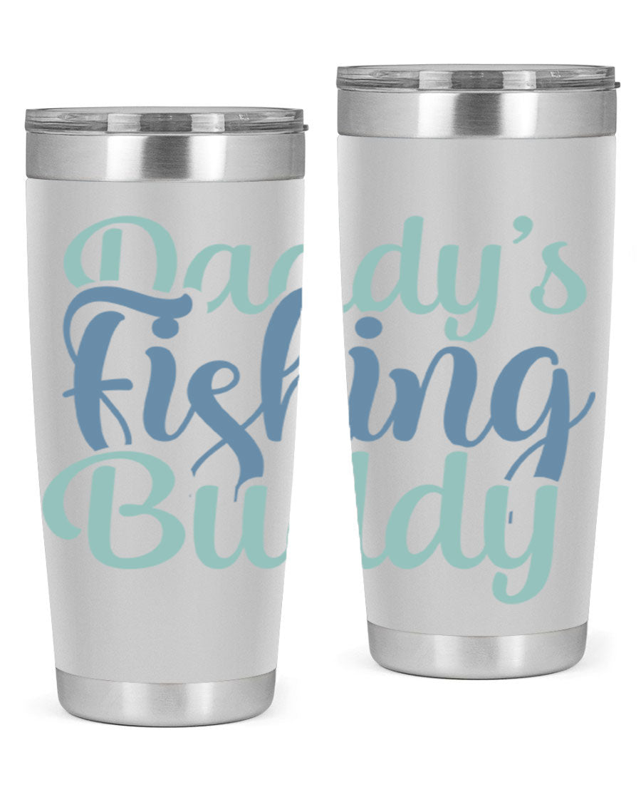 Daddy's Fishing Buddy 225# Tumbler in stainless steel with a drink-thru lid, designed for fishing enthusiasts.