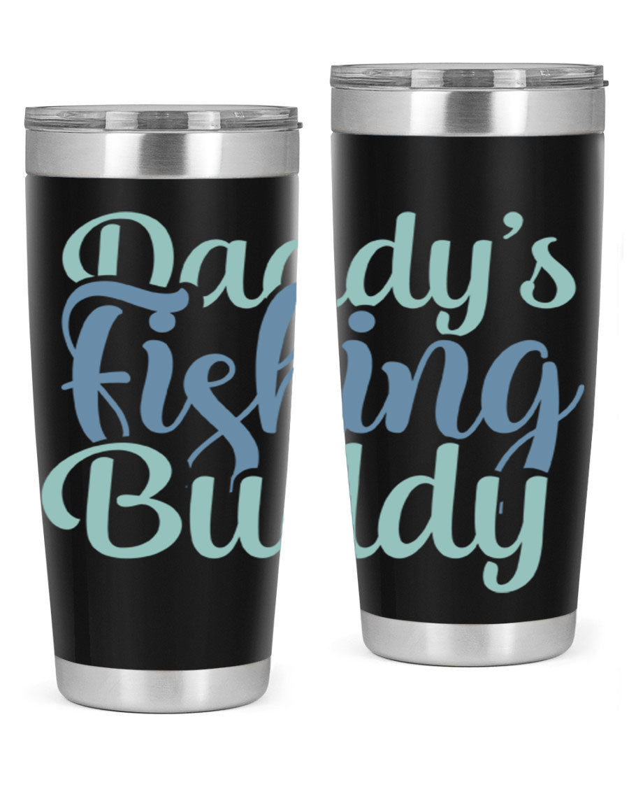 Daddy's Fishing Buddy 225# Tumbler in stainless steel with a drink-thru lid, designed for fishing enthusiasts.