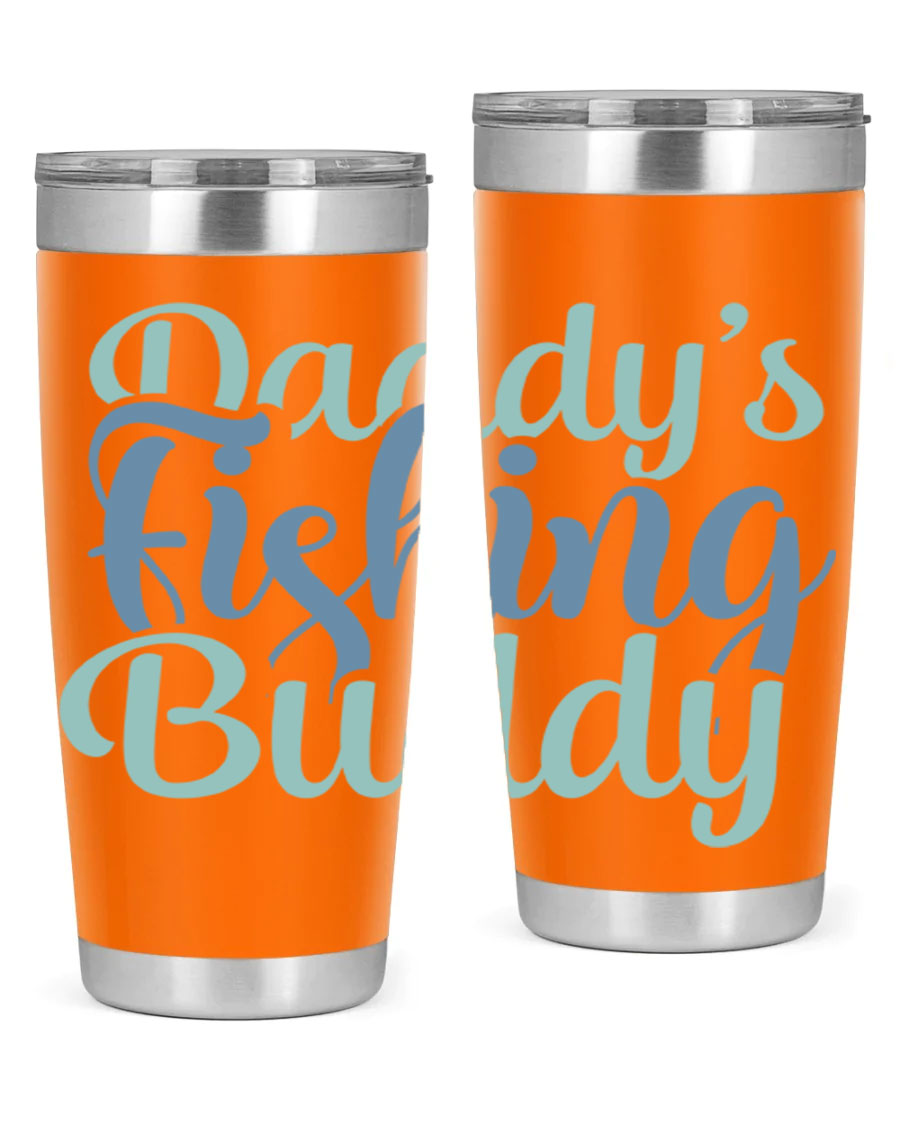 Daddy's Fishing Buddy 225# Tumbler in stainless steel with a drink-thru lid, designed for fishing enthusiasts.