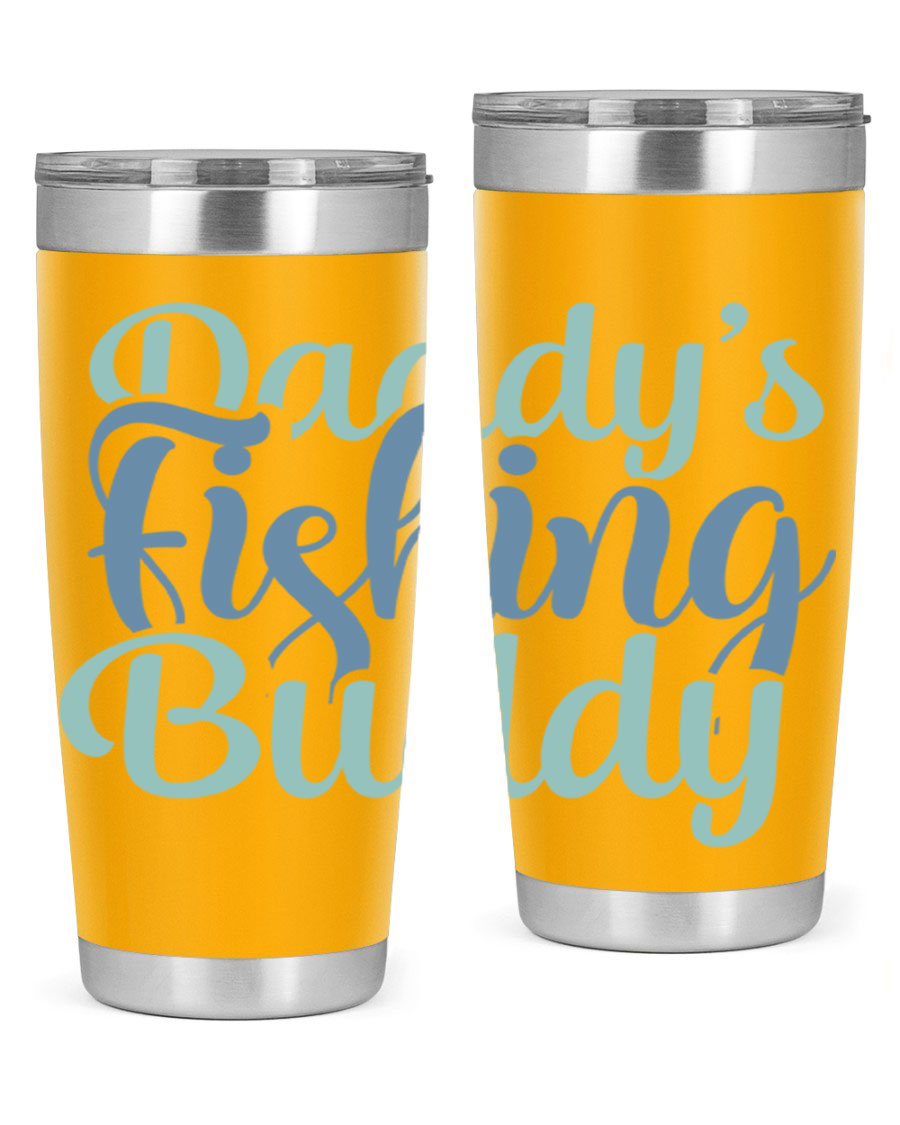 Daddy's Fishing Buddy 225# Tumbler in stainless steel with a drink-thru lid, designed for fishing enthusiasts.