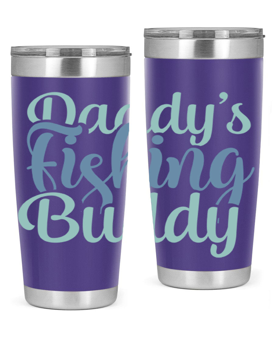 Daddy's Fishing Buddy 225# Tumbler in stainless steel with a drink-thru lid, designed for fishing enthusiasts.