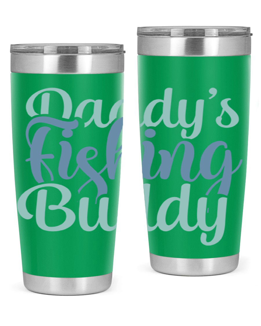 Daddy's Fishing Buddy 225# Tumbler in stainless steel with a drink-thru lid, designed for fishing enthusiasts.