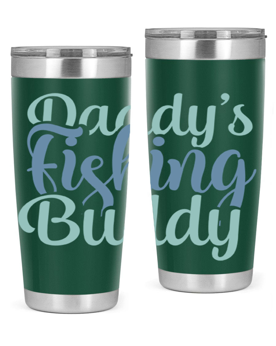 Daddy's Fishing Buddy 225# Tumbler in stainless steel with a drink-thru lid, designed for fishing enthusiasts.