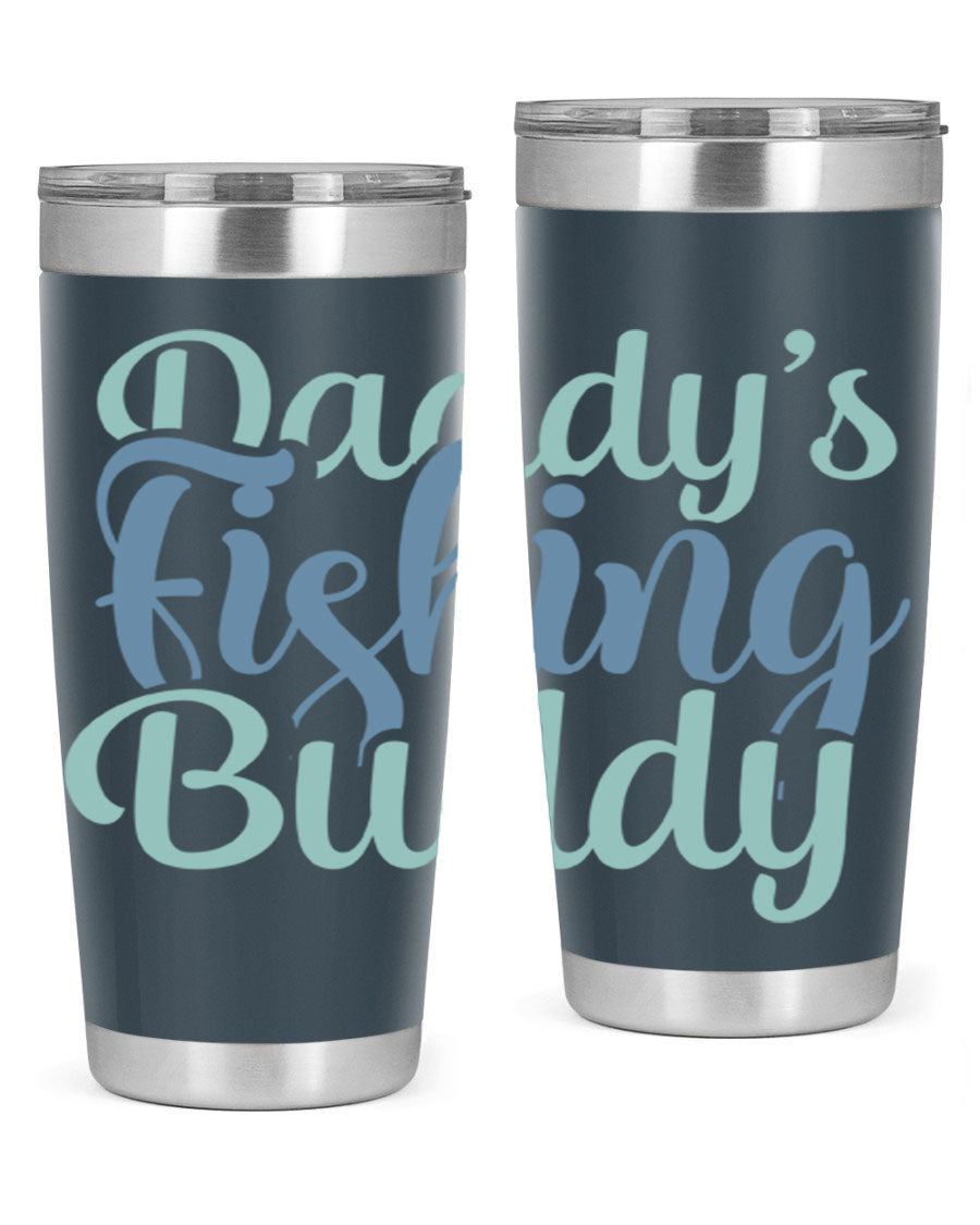 Daddy's Fishing Buddy 225# Tumbler in stainless steel with a drink-thru lid, designed for fishing enthusiasts.