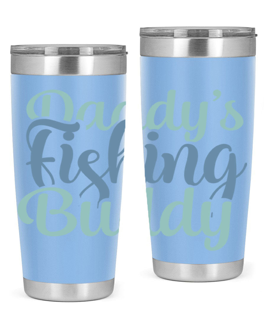 Daddy's Fishing Buddy 225# Tumbler in stainless steel with a drink-thru lid, designed for fishing enthusiasts.