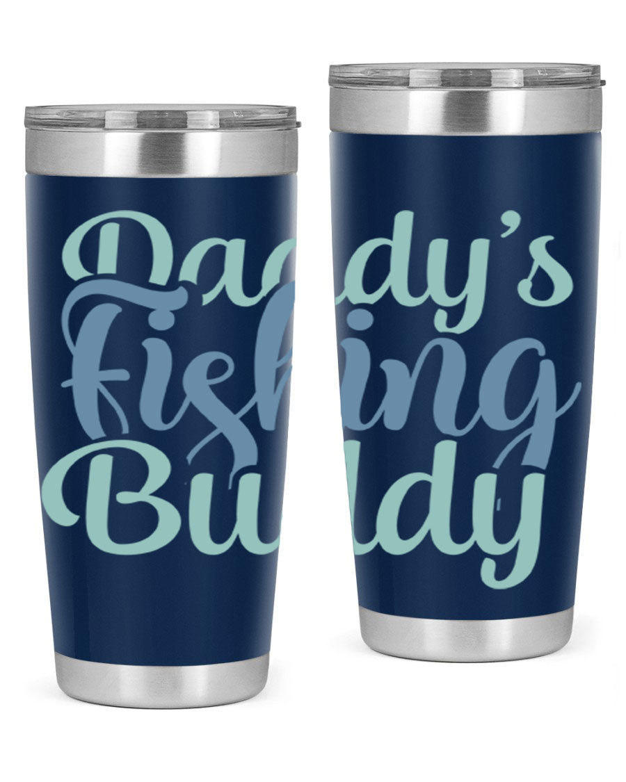 Daddy's Fishing Buddy 225# Tumbler in stainless steel with a drink-thru lid, designed for fishing enthusiasts.