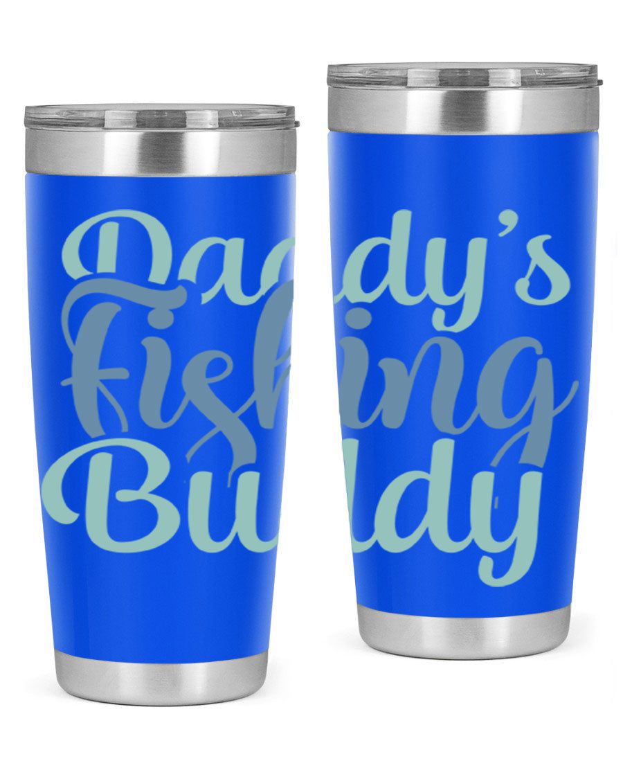 Daddy's Fishing Buddy 225# Tumbler in stainless steel with a drink-thru lid, designed for fishing enthusiasts.