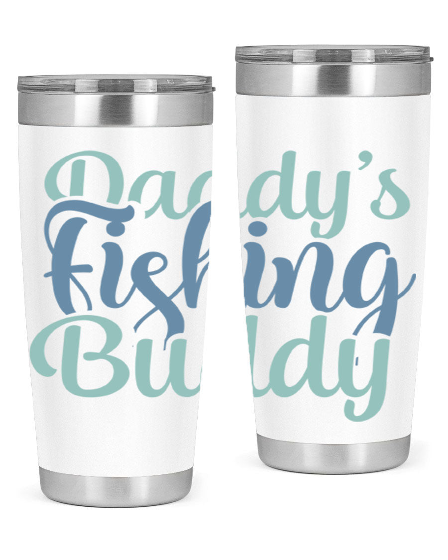 Daddy's Fishing Buddy 225# Tumbler in stainless steel with a drink-thru lid, designed for fishing enthusiasts.
