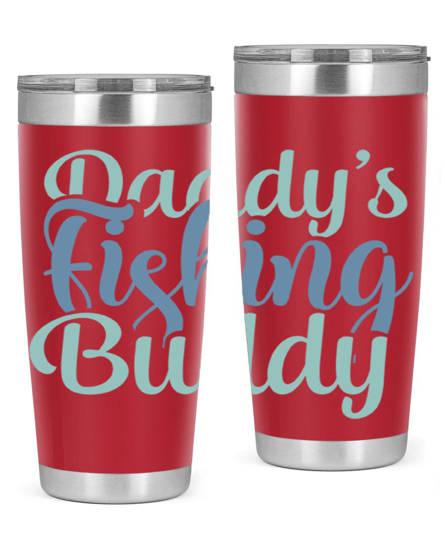 Daddy's Fishing Buddy 225# Tumbler in stainless steel with a drink-thru lid, designed for fishing enthusiasts.