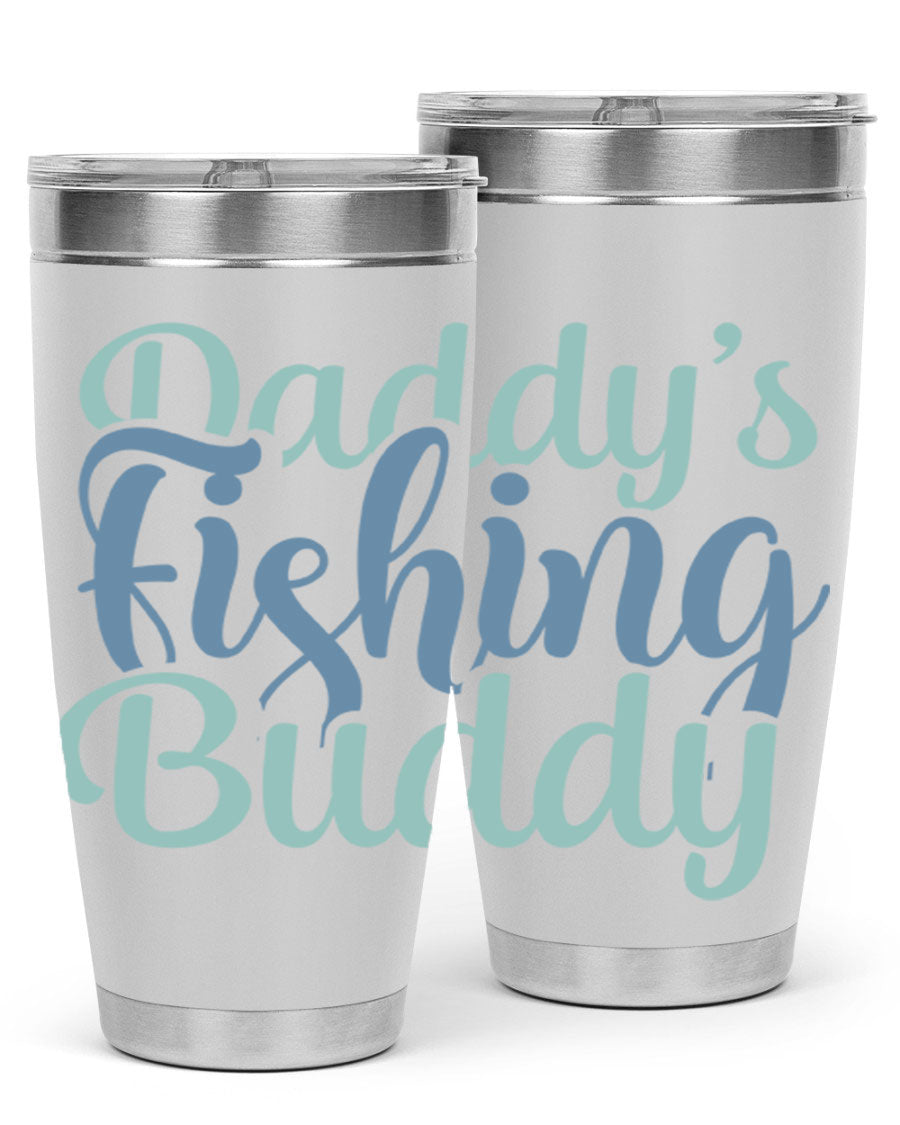 Daddy's Fishing Buddy 225# Tumbler in stainless steel with a drink-thru lid, designed for fishing enthusiasts.