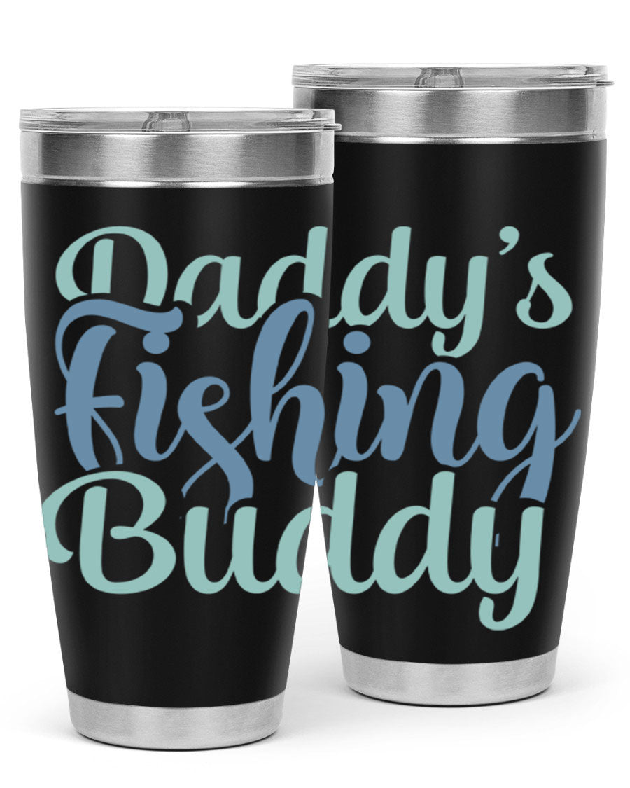 Daddy's Fishing Buddy 225# Tumbler in stainless steel with a drink-thru lid, designed for fishing enthusiasts.