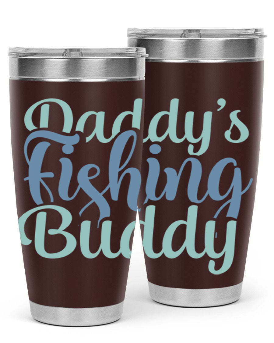 Daddy's Fishing Buddy 225# Tumbler in stainless steel with a drink-thru lid, designed for fishing enthusiasts.