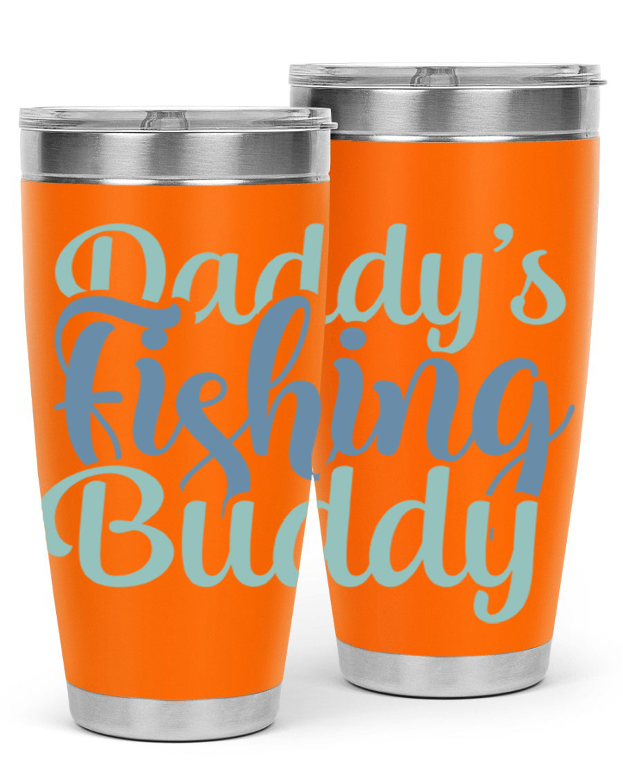 Daddy's Fishing Buddy 225# Tumbler in stainless steel with a drink-thru lid, designed for fishing enthusiasts.