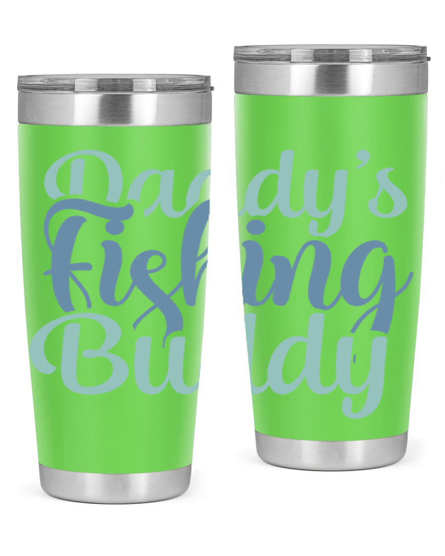Daddy's Fishing Buddy 225# Tumbler in stainless steel with a drink-thru lid, designed for fishing enthusiasts.