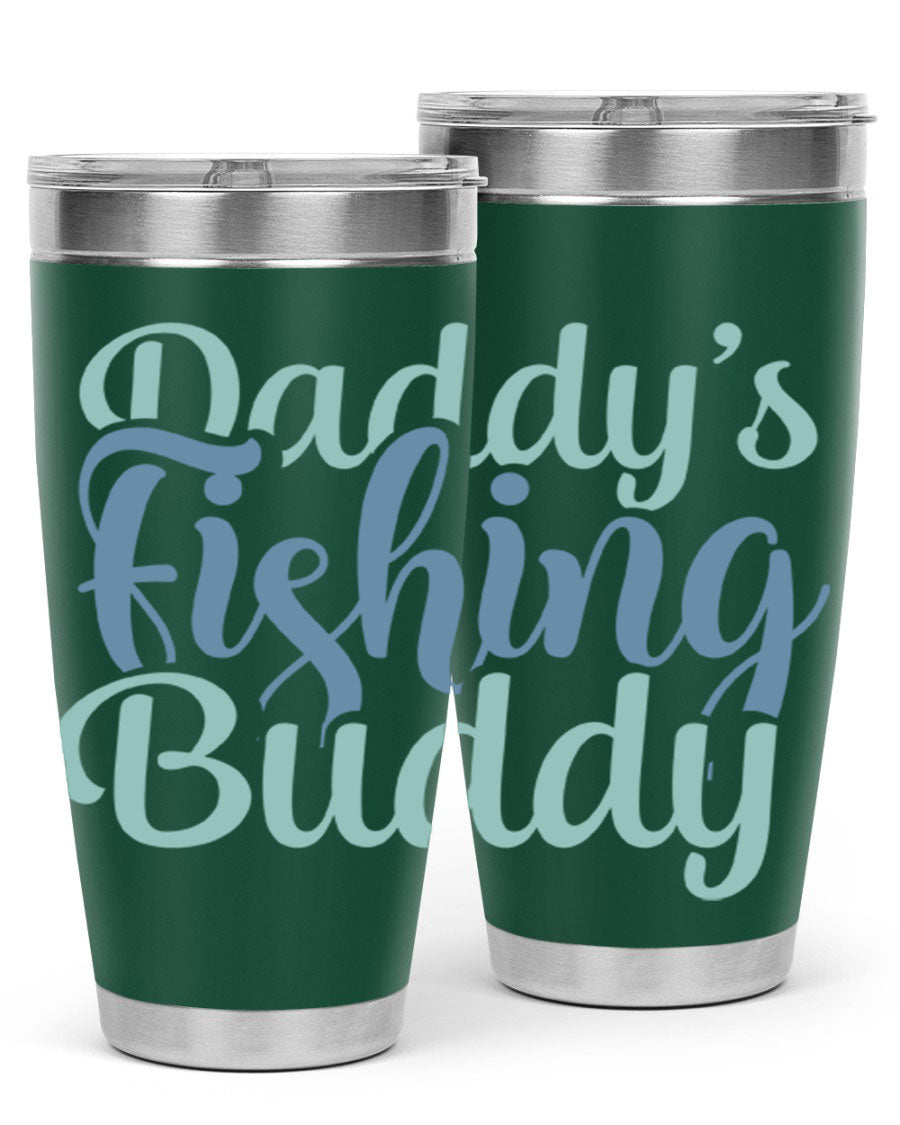 Daddy's Fishing Buddy 225# Tumbler in stainless steel with a drink-thru lid, designed for fishing enthusiasts.