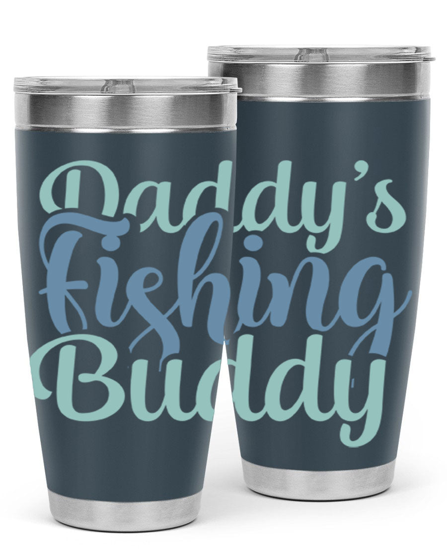 Daddy's Fishing Buddy 225# Tumbler in stainless steel with a drink-thru lid, designed for fishing enthusiasts.